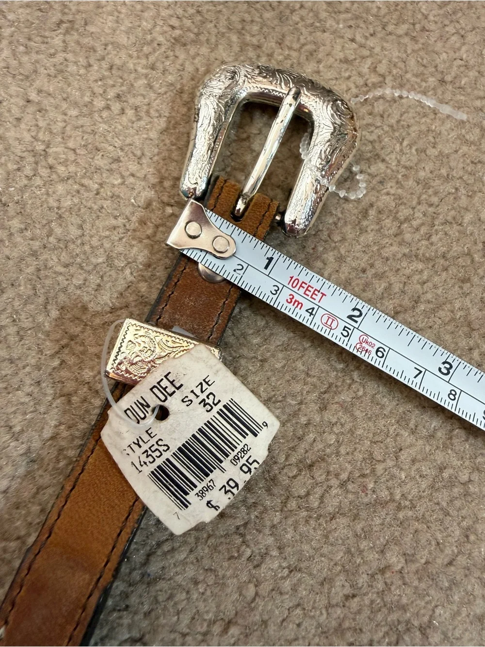 Vintage southwestern leather silver Heart Concho Skinny rodeo princess Belt 32 - Picture 11 of 17